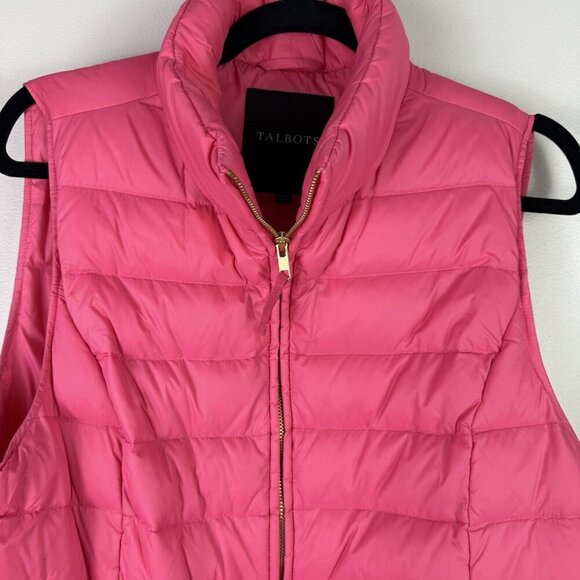 Talbots Pink Down Puffer Vest Womens Large Quilted Zip Front Warm Jacket Winter - Picture 3 of 7